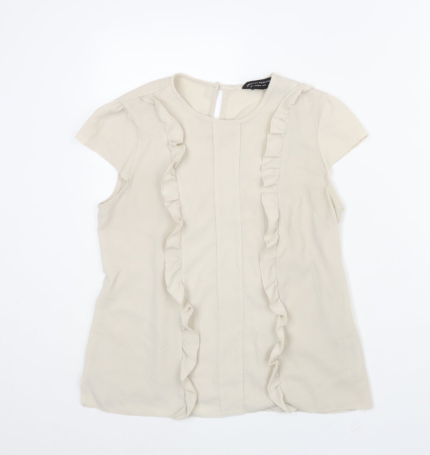 Womens UK Size 12 Dorothy Perkins Beige Basic Blouse