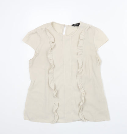 Womens UK Size 12 Dorothy Perkins Beige Basic Blouse