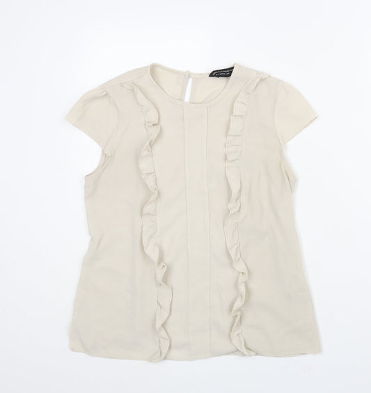 Womens UK Size 12 Dorothy Perkins Beige Basic Blouse