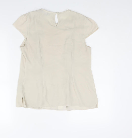 Womens UK Size 12 Dorothy Perkins Beige Basic Blouse