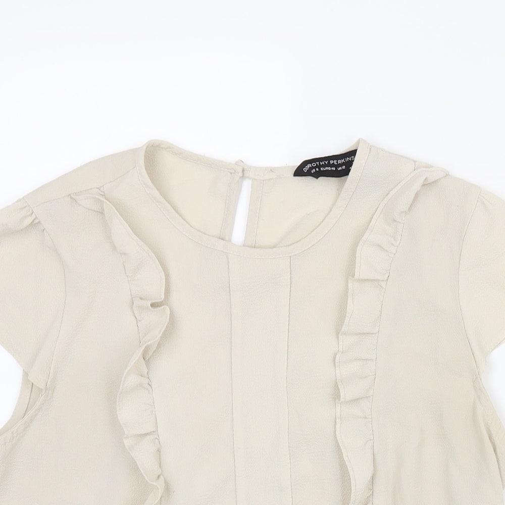 Womens UK Size 12 Dorothy Perkins Beige Basic Blouse
