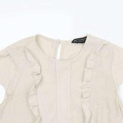 Womens UK Size 12 Dorothy Perkins Beige Basic Blouse