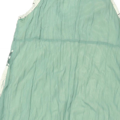 Izabel Womens Green Colourblock Polyester Tunic Blouse Size M Scoop Neck - Floral Print Lace Panel Lace Trim