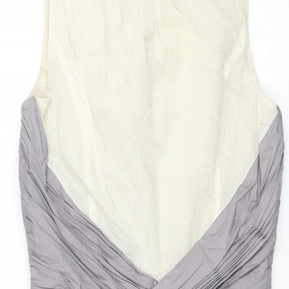 Hoss Womens Grey Cotton Shift Size 10 Round Neck Zip - Rouched Detail Bow