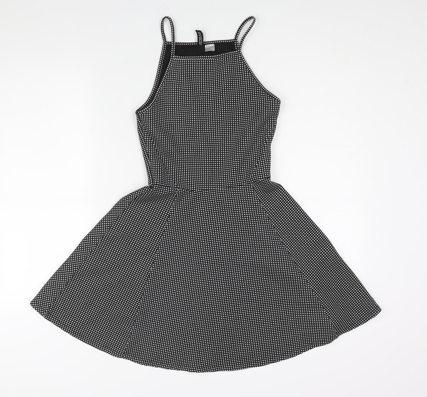 Divided by H&M Womens Black Geometric Polyester Fit & Flare Size 10 Square Neck Pullover