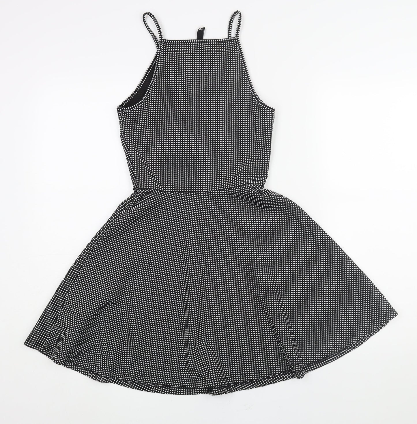 Divided by H&M Womens Black Geometric Polyester Fit & Flare Size 10 Square Neck Pullover