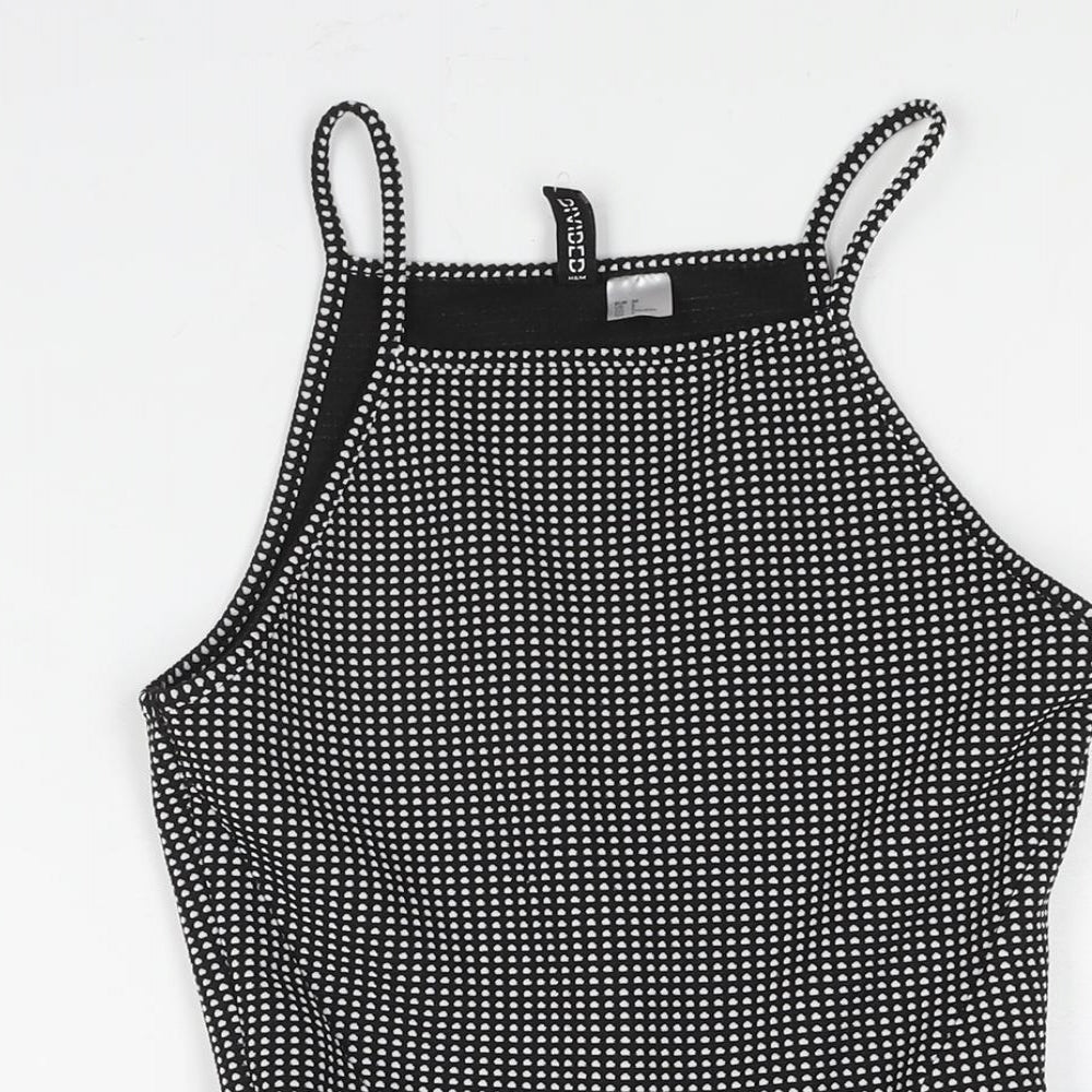 Divided by H&M Womens Black Geometric Polyester Fit & Flare Size 10 Square Neck Pullover