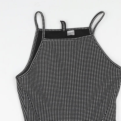 Divided by H&M Womens Black Geometric Polyester Fit & Flare Size 10 Square Neck Pullover