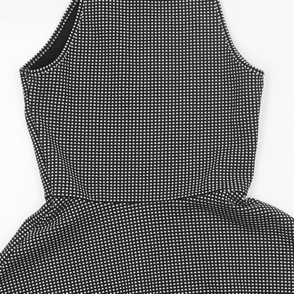 Divided by H&M Womens Black Geometric Polyester Fit & Flare Size 10 Square Neck Pullover