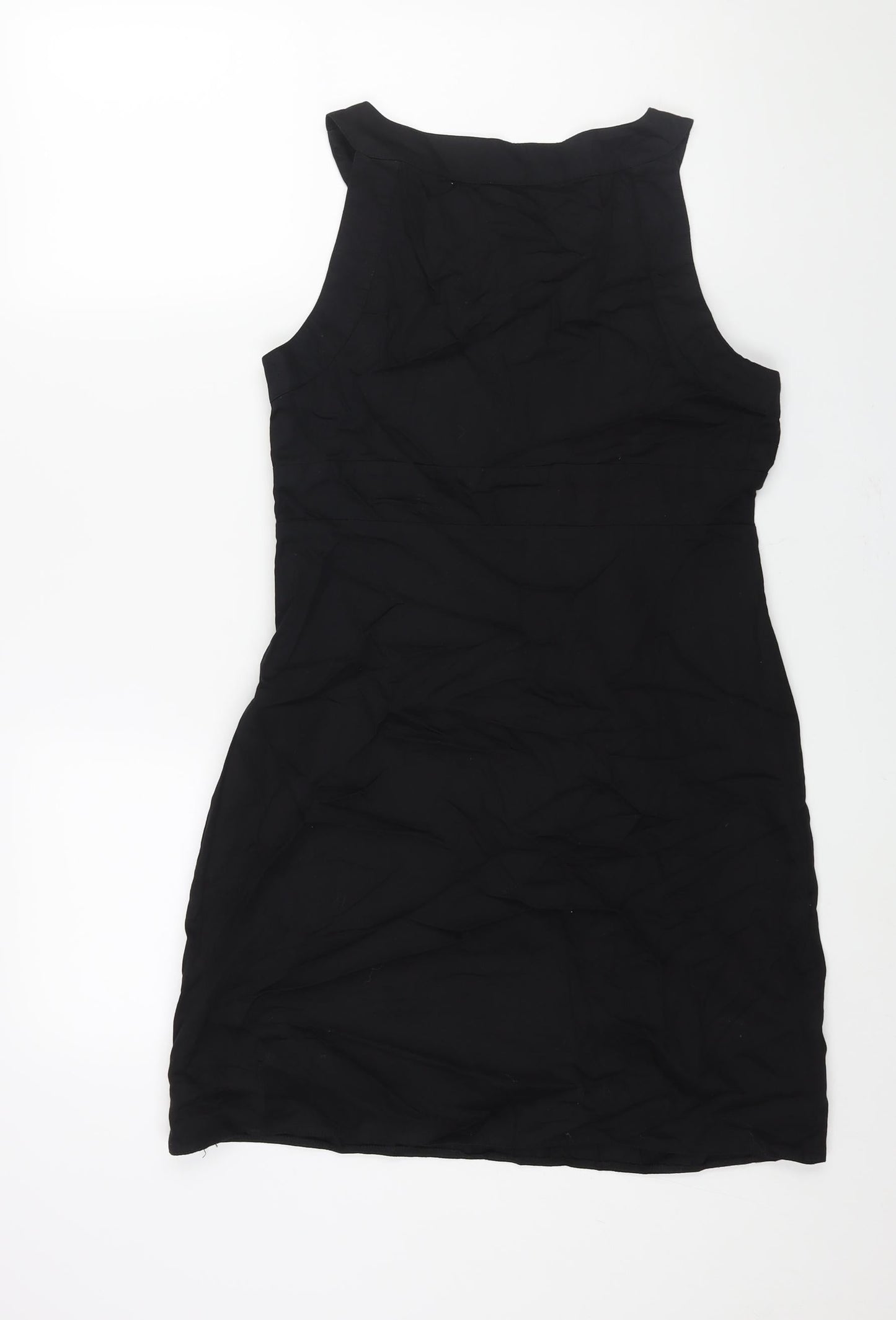 John by John Richmond Womens Black Cotton Shift Size 14 Round Neck Zip - Button Detail