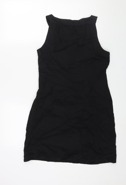 John by John Richmond Womens Black Cotton Shift Size 14 Round Neck Zip - Button Detail