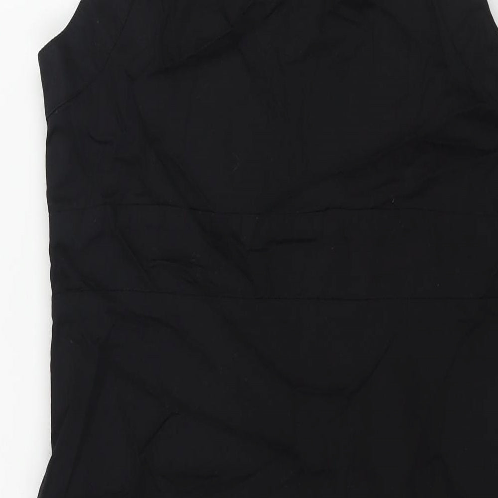 John by John Richmond Womens Black Cotton Shift Size 14 Round Neck Zip - Button Detail