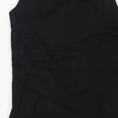 John by John Richmond Womens Black Cotton Shift Size 14 Round Neck Zip - Button Detail