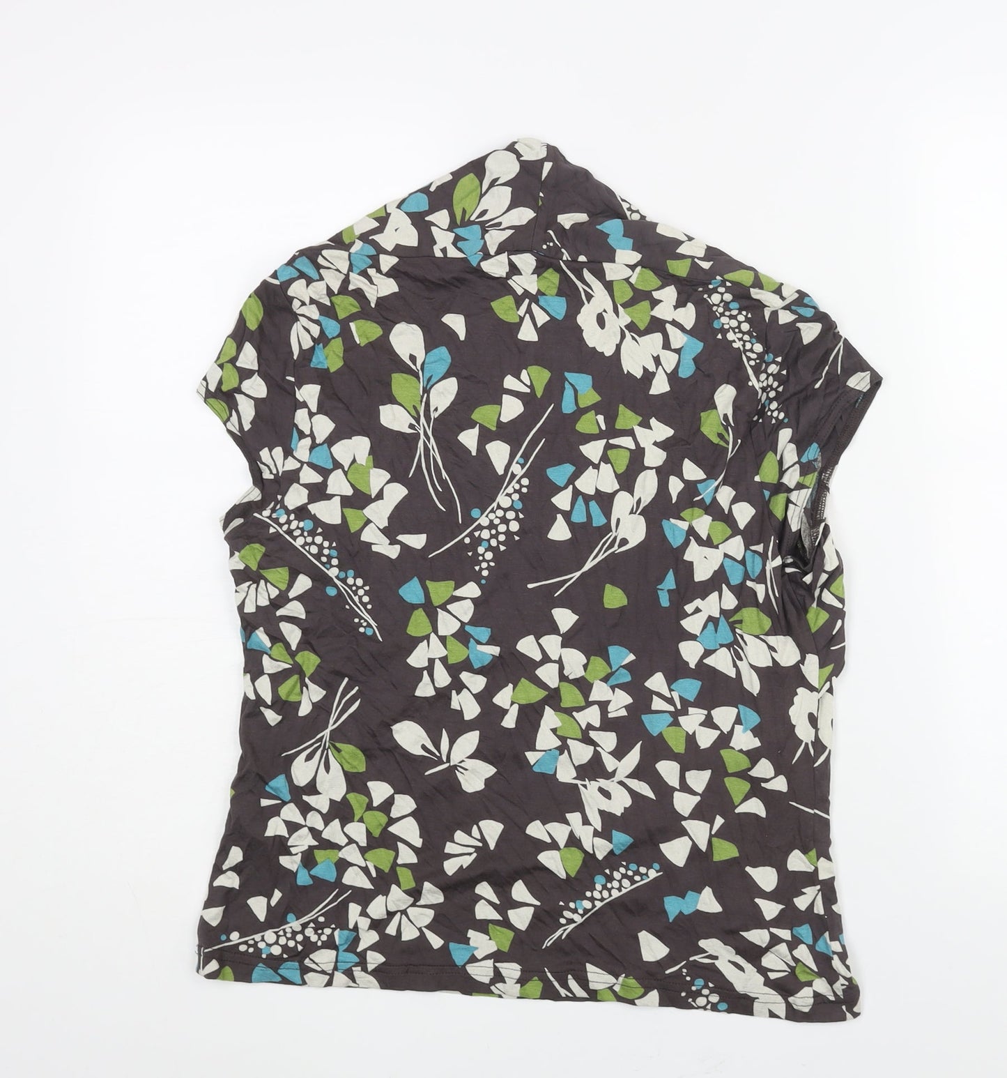 Minuet Womens Brown Floral Viscose Basic Blouse Size 18 Square Neck