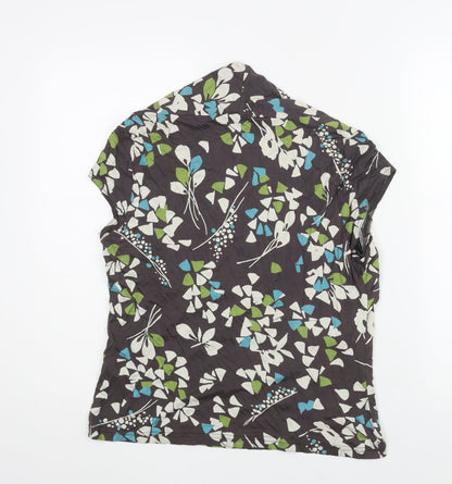 Minuet Womens Brown Floral Viscose Basic Blouse Size 18 Square Neck