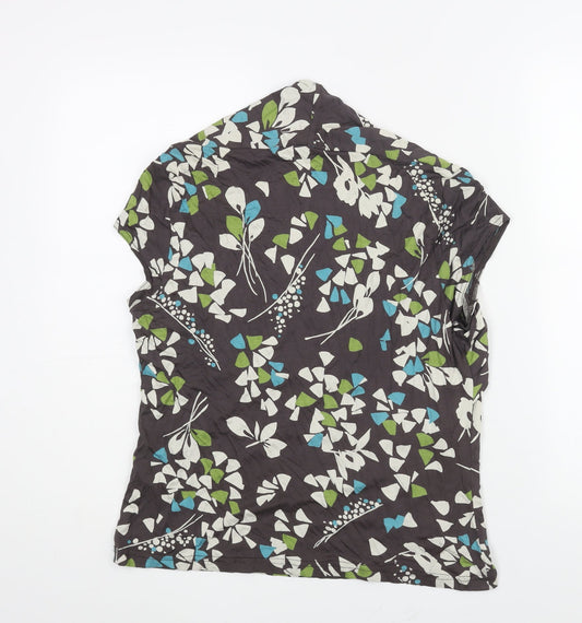 Minuet Womens Brown Floral Viscose Basic Blouse Size 18 Square Neck