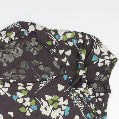 Minuet Womens Brown Floral Viscose Basic Blouse Size 18 Square Neck