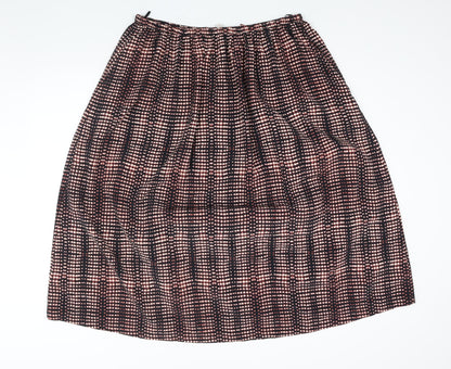 Per Una Womens Black Geometric Polyester A-Line Skirt Size 16 Drawstring