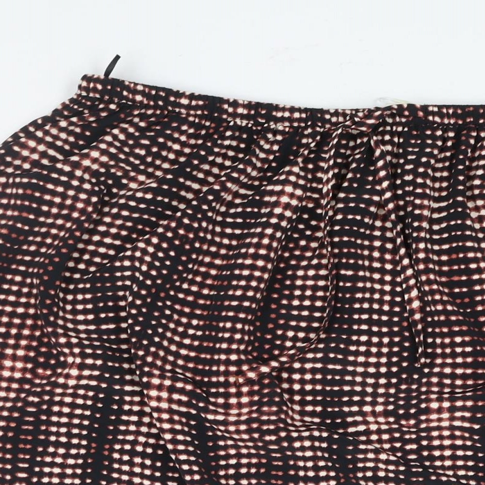 Per Una Womens Black Geometric Polyester A-Line Skirt Size 16 Drawstring