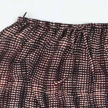 Per Una Womens Black Geometric Polyester A-Line Skirt Size 16 Drawstring