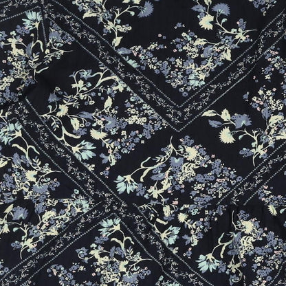 Marks and Spencer Womens Blue Geometric Polyester Shift Size 10 Round Neck Button - Floral Diamon Print Smocked