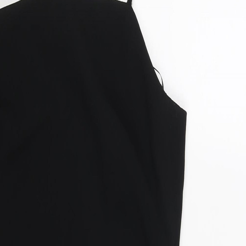 Zara Womens Black Polyester Mini Size S Square Neck Zip - Drawstring Detail