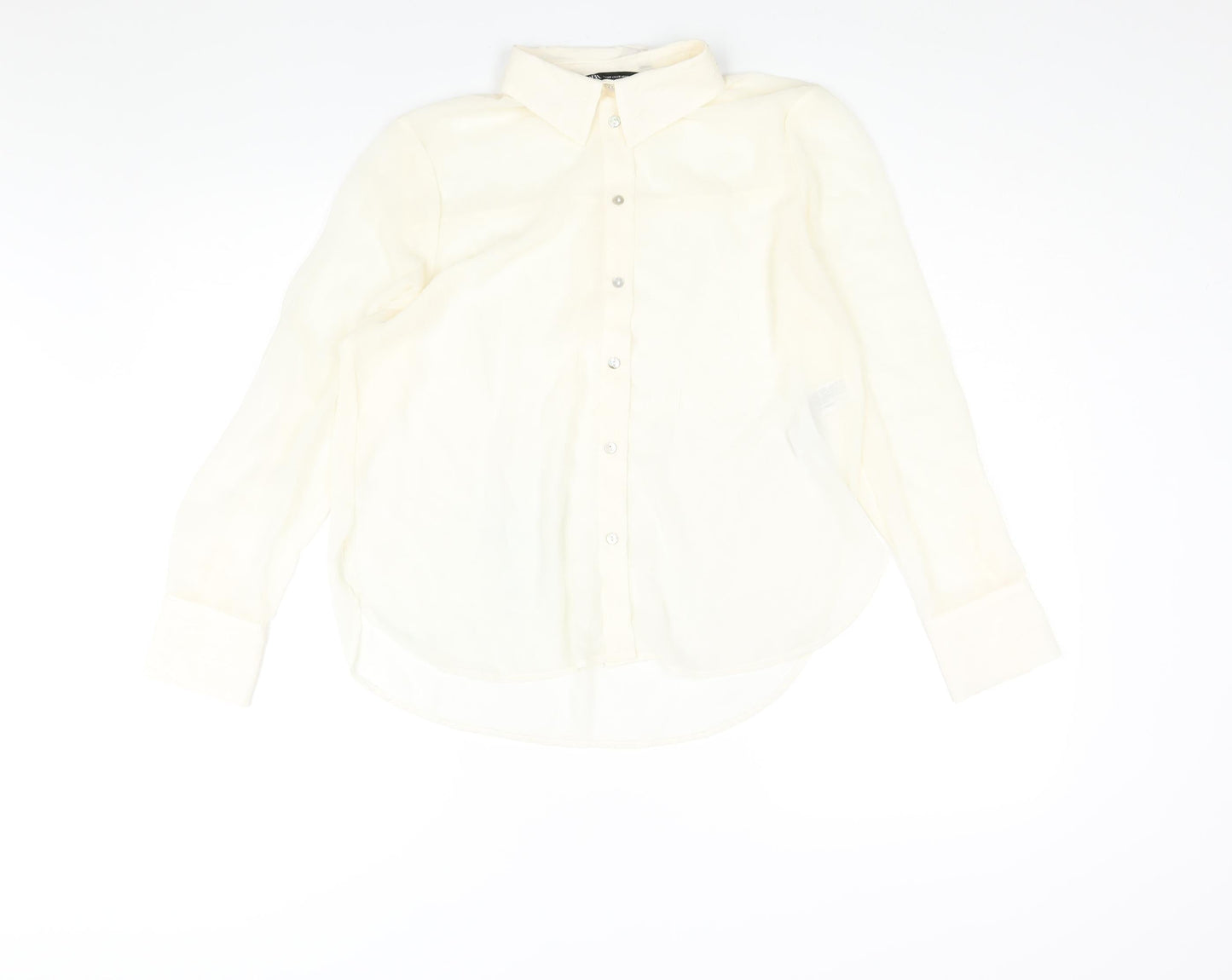 Womens UK Size XS Zara Ivory Basic Blouse