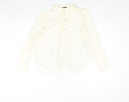 Womens UK Size XS Zara Ivory Basic Blouse