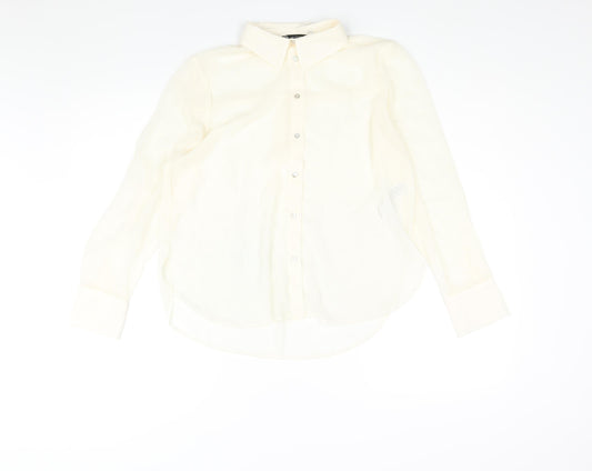 Womens UK Size XS Zara Ivory Basic Blouse