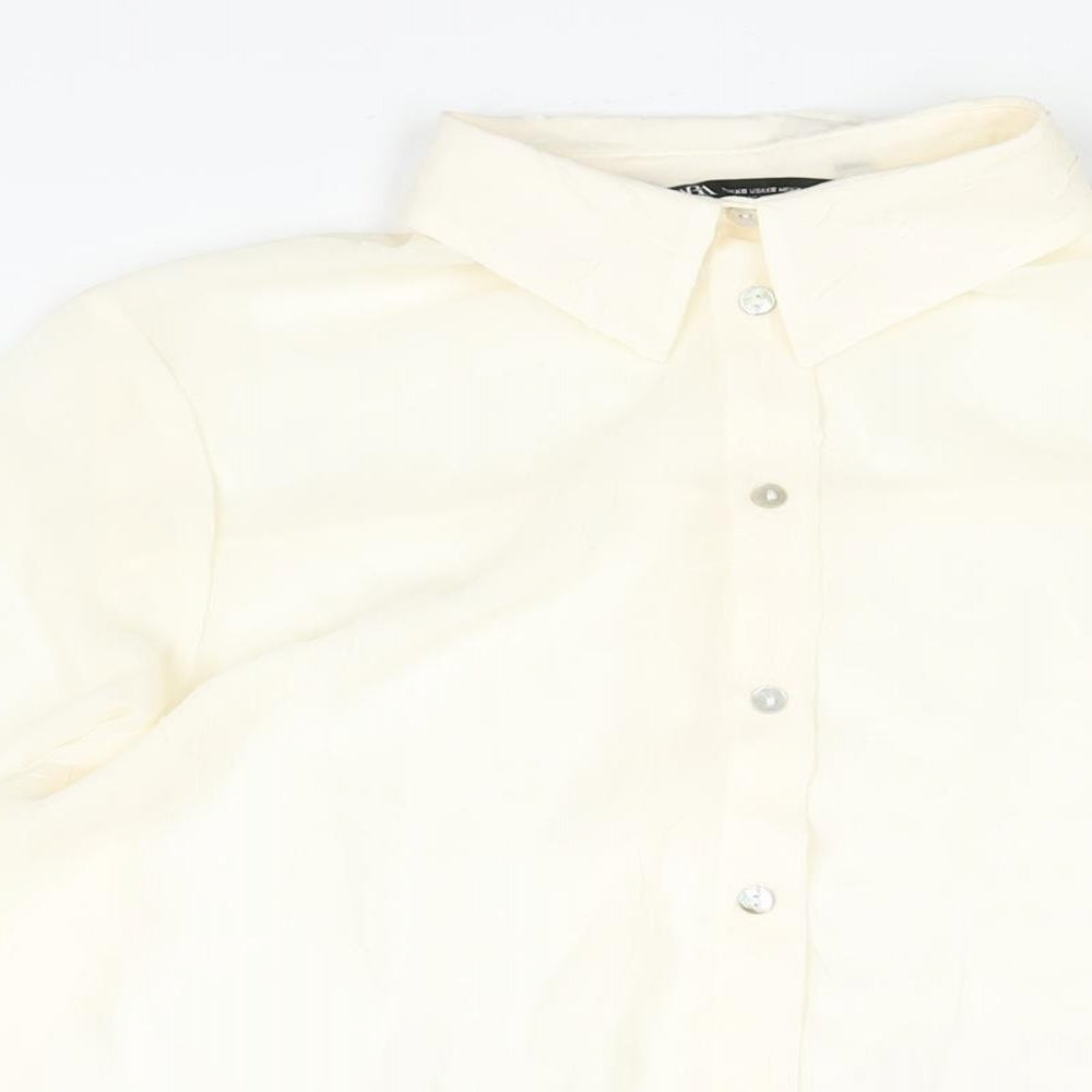 Womens UK Size XS Zara Ivory Basic Blouse