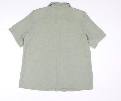 Bonmarché Womens Green Polyester Basic Button-Up Size 22 Collared - Shoulder Pads