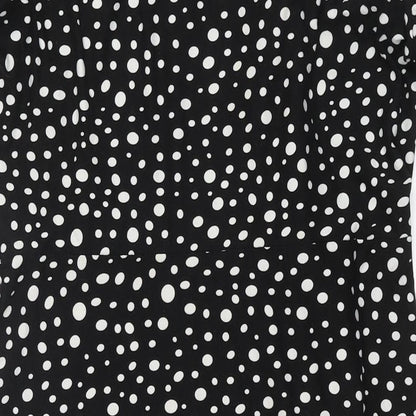 QED London Womens Black Geometric Polyester Shift Size M Round Neck Pullover - Tie Detail Spotted