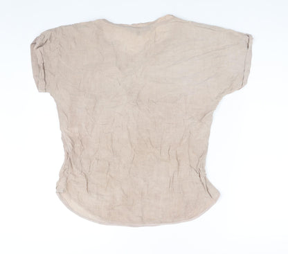 French Connection Womens Brown Viscose Basic Blouse Size 8 Round Neck