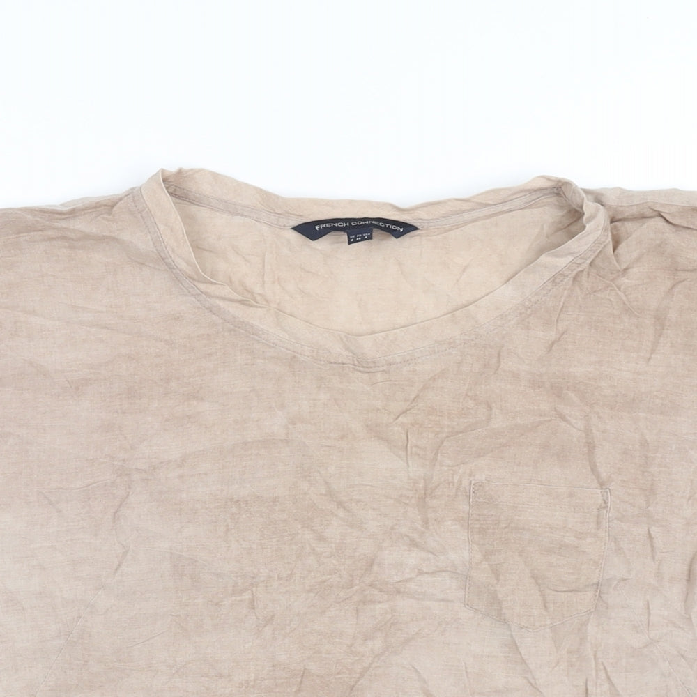 French Connection Womens Brown Viscose Basic Blouse Size 8 Round Neck