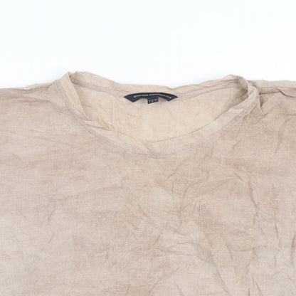 French Connection Womens Brown Viscose Basic Blouse Size 8 Round Neck
