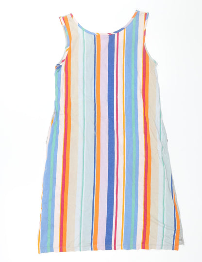 Uniqlo Womens Multicoloured Cotton Tank Dress Size S Scoop Neck Pullover - Stripe Back Print