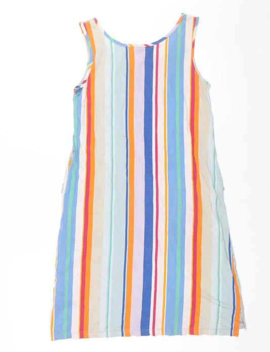 Uniqlo Womens Multicoloured Cotton Tank Dress Size S Scoop Neck Pullover - Stripe Back Print
