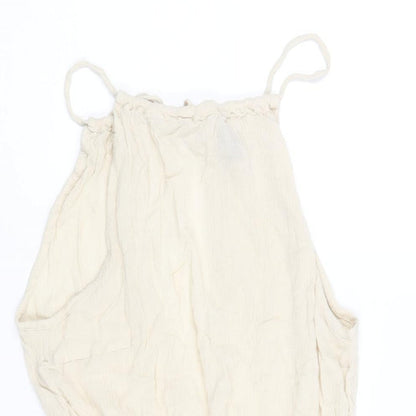 Divided by H&M Womens Beige Viscose Playsuit One-Piece Size 10 L3 in Tie - Open Back