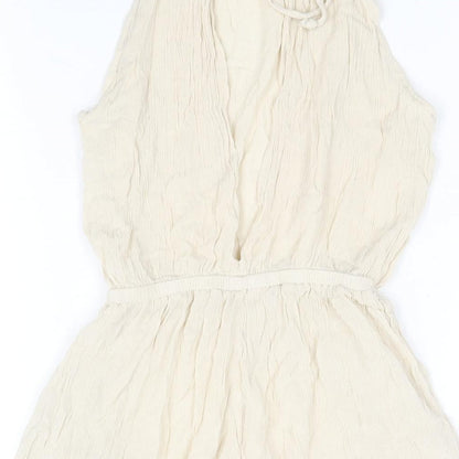 Divided by H&M Womens Beige Viscose Playsuit One-Piece Size 10 L3 in Tie - Open Back