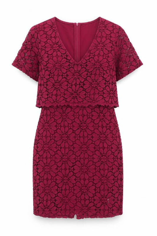Front view of JD Williams women’s purple polyester shift, size UK 10, v-neck zip