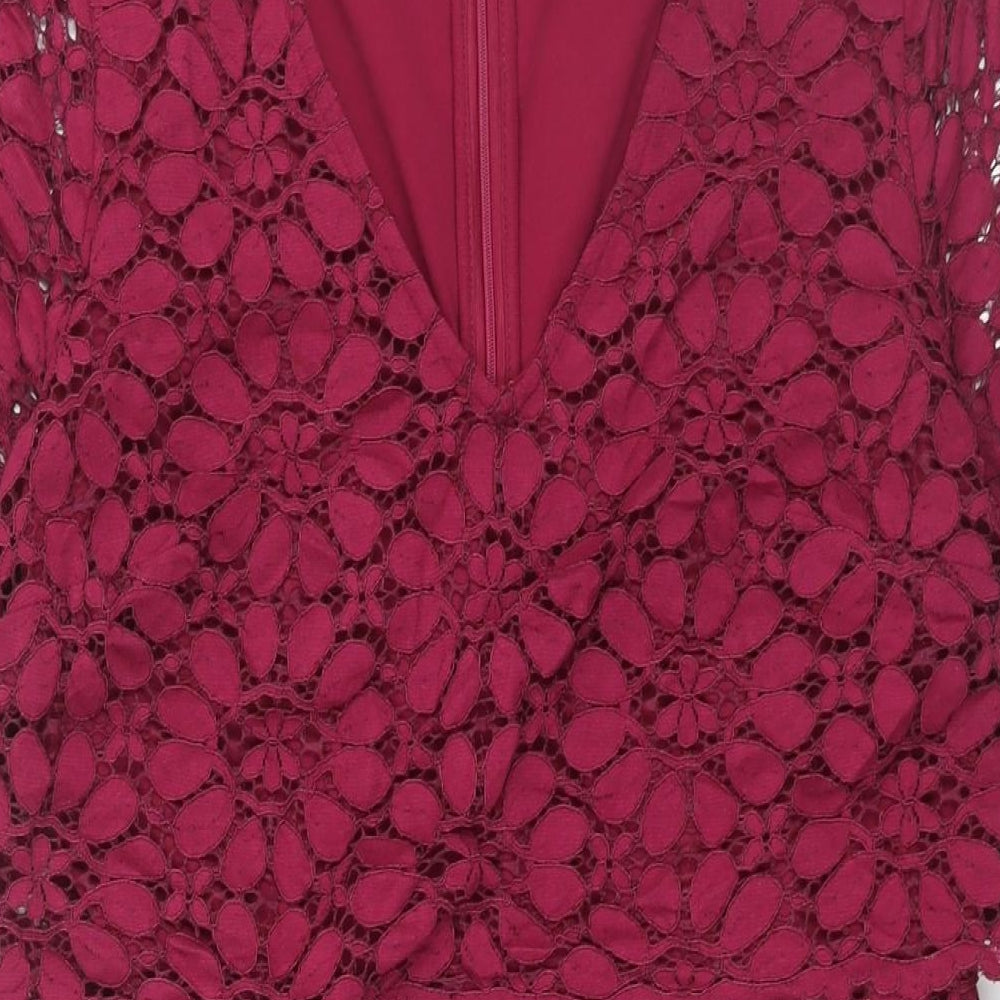 JD Williams Womens Purple Polyester Shift Size 10 V-Neck Zip