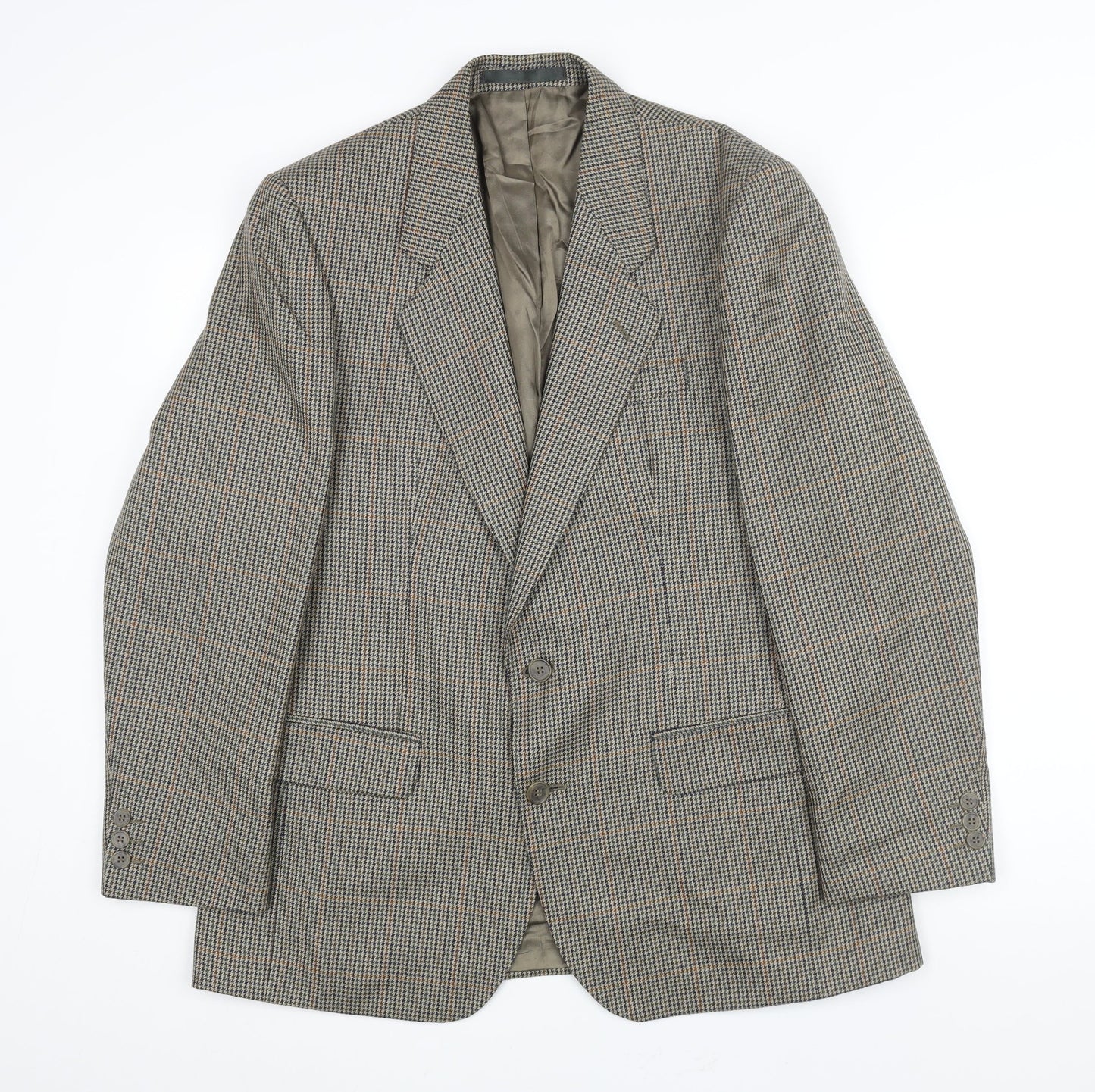 Laurie Hopkins Mens Brown Herringbone Wool Jacket Blazer Size 38 Regular
