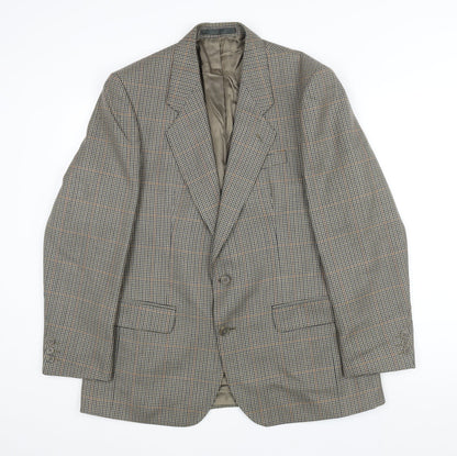 Laurie Hopkins Mens Brown Herringbone Wool Jacket Blazer Size 38 Regular