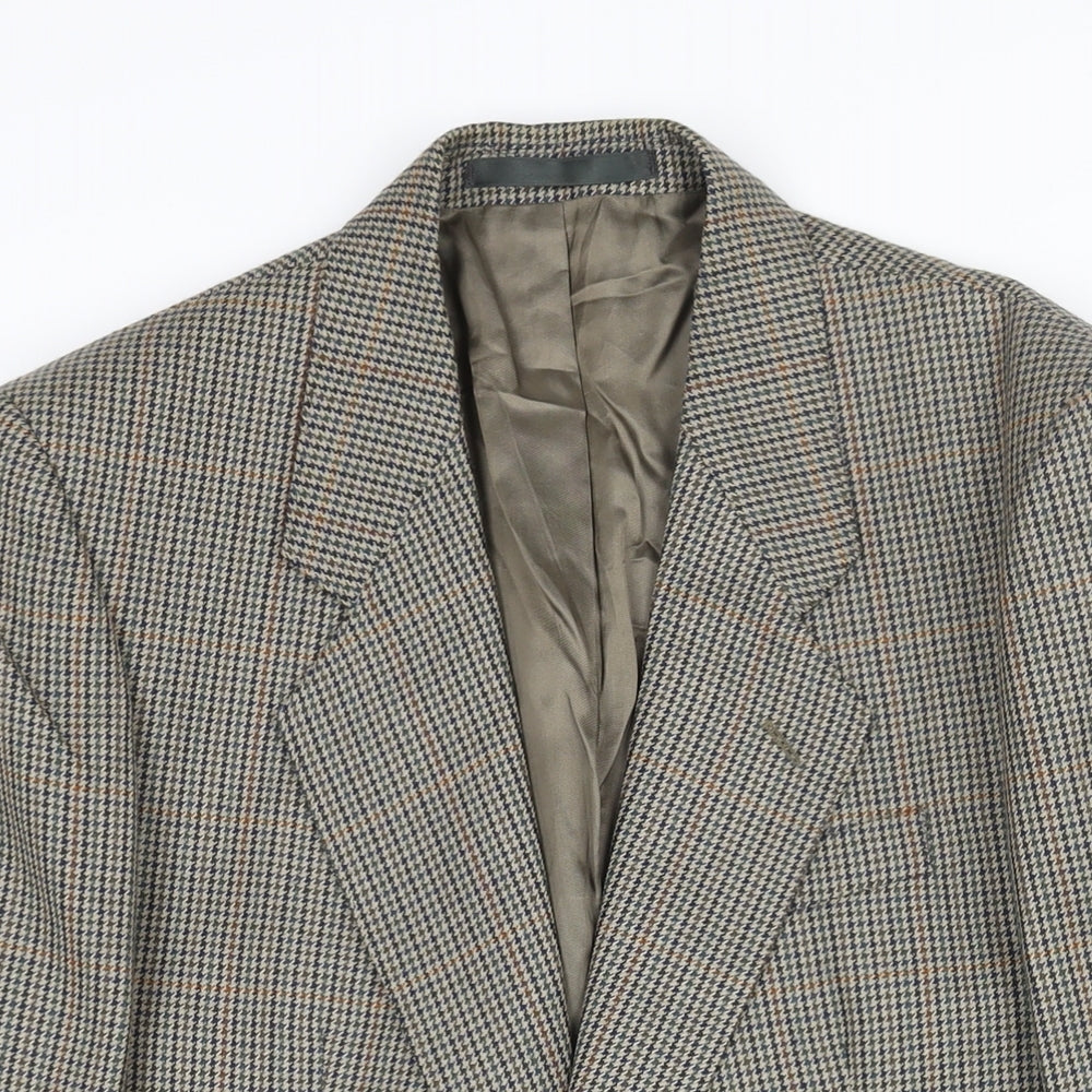 Laurie Hopkins Mens Brown Herringbone Wool Jacket Blazer Size 38 Regular