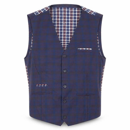 Steal & Jelly Mens Blue Plaid Polyester Jacket Suit Waistcoat Size 2XL Regular