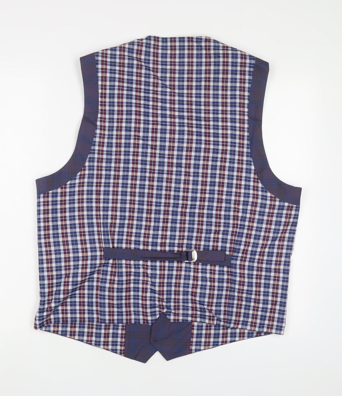 Steal & Jelly Mens Blue Plaid Polyester Jacket Suit Waistcoat Size 2XL Regular