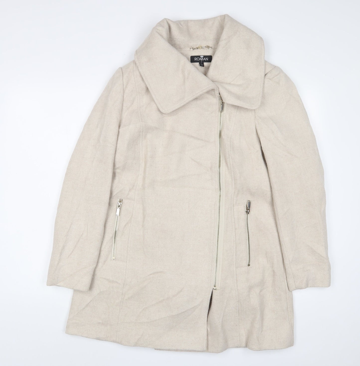 Womens UK Size 12 Roman Beige Overcoat