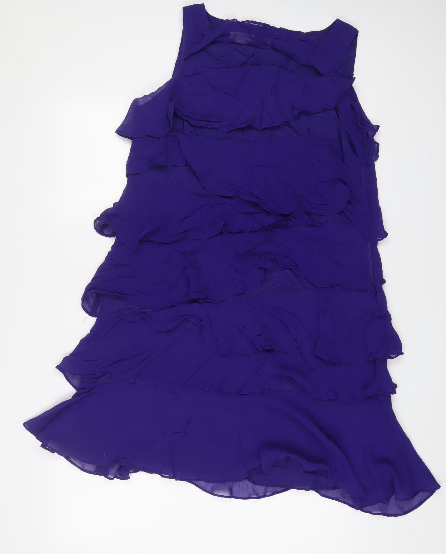 Monsoon Womens Purple Silk A-Line Size 14 Boat Neck Zip