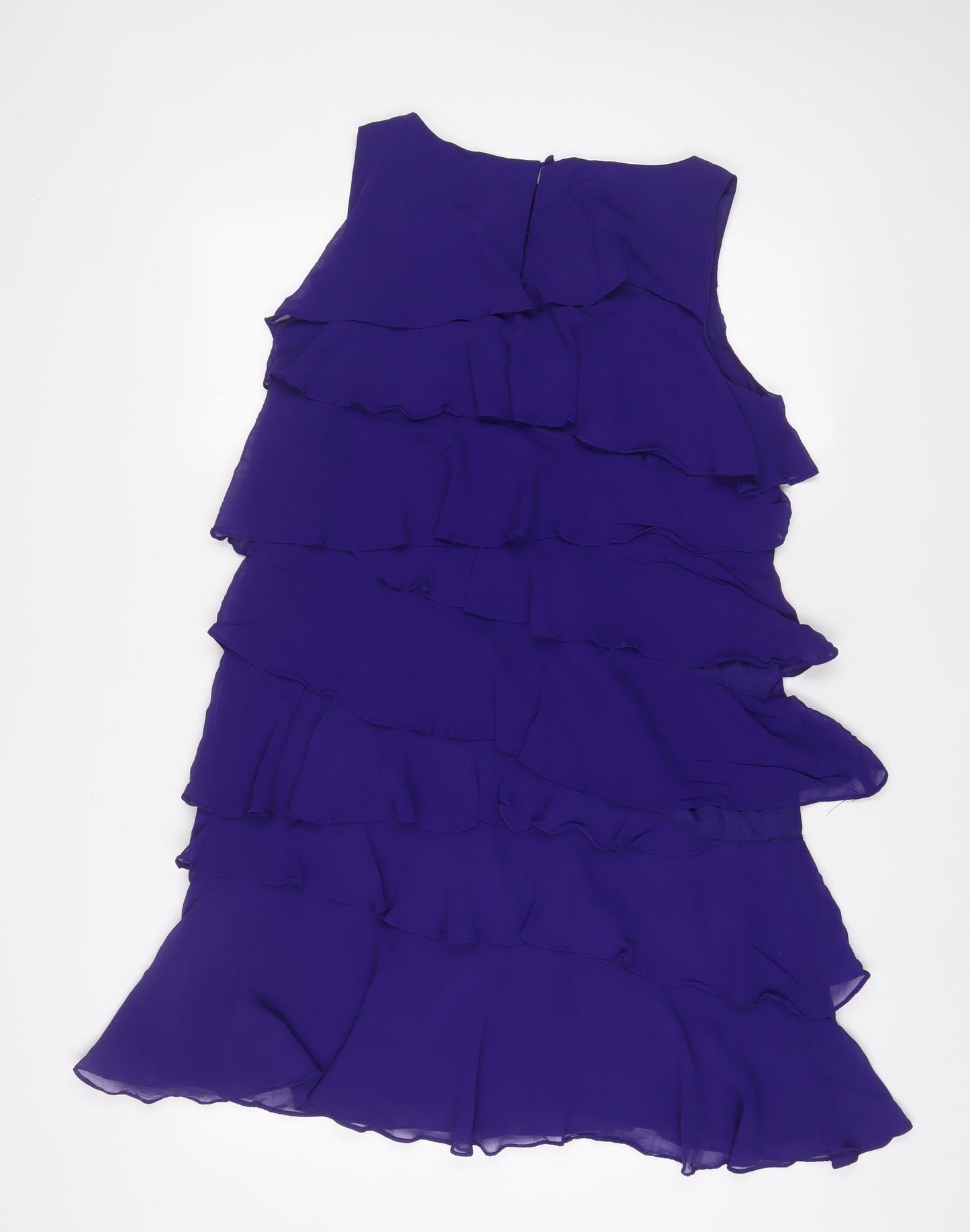 Monsoon Womens Purple Silk A-Line Size 14 Boat Neck Zip