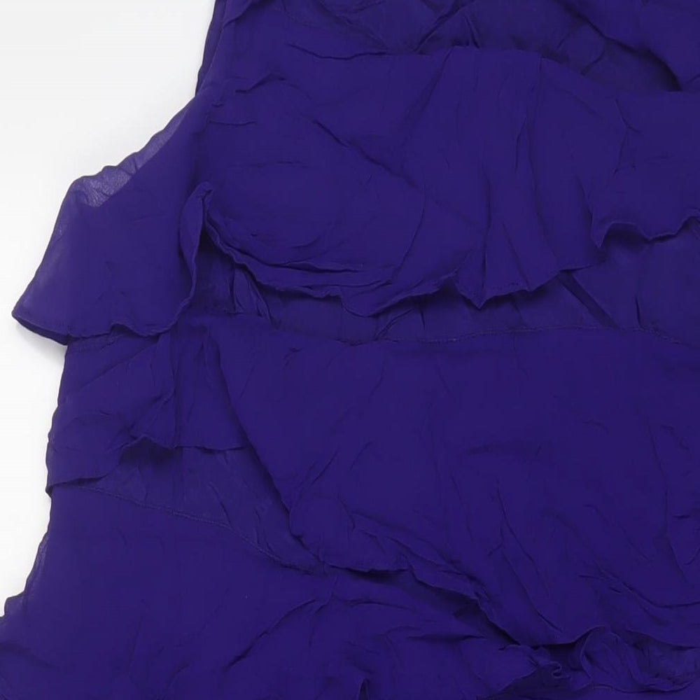 Monsoon Womens Purple Silk A-Line Size 14 Boat Neck Zip